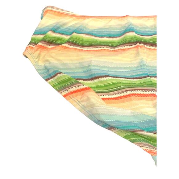 NWT Jantzen Aqua Blue Stripe Tummy Control Stretch Smooth Swim Bottom Large 14 - Picture 7 of 8